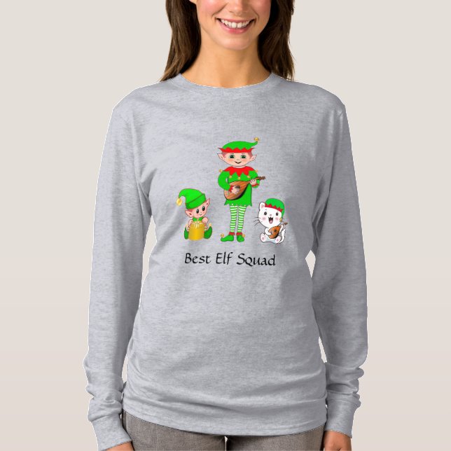 Camiseta Melhor Esquadrão de Elfos de Natal Moderno (Frente)
