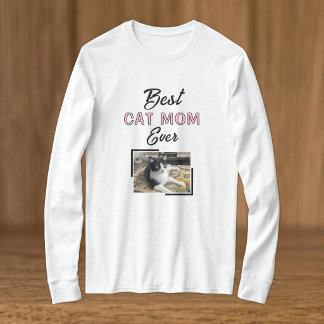 Camiseta Melhor foto de Mãe de Gato preto rosa