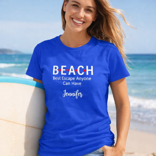 Camiseta Melhor Fuga de praia qualquer um pode ter nome azu