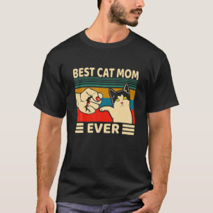 Camiseta Melhor Gato Mãe Alguma Vez Mulheres Vintam Ajusta