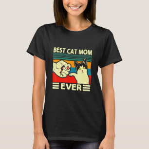Camiseta Melhor Gato Mãe Alguma Vez Mulheres Vintam Ajustad