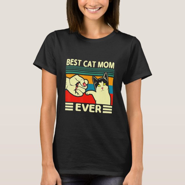 Camiseta Melhor Gato Mãe Alguma Vez Mulheres Vintam Ajustad (Frente)