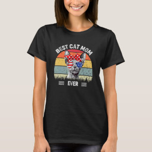 Camiseta Melhor Gato Mãe Alguma Vez Vintage 4 De Julho Cat