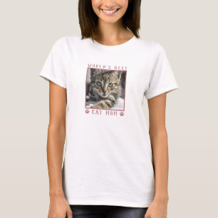 Camiseta Melhor Gato Mãe Rosa Imprime Foto Pet