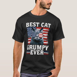 Camiseta Melhor Gato Mal-Humorado Já Bandeira Americana Pat