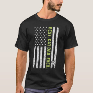 Camiseta Melhor Gato Pai de Todos os Tempos Bandeira Americ