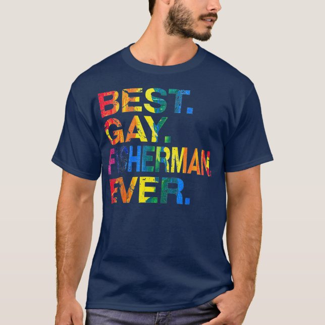 Camiseta Melhor Gay Pescador Nunca Gay na Igualdade de Gêne (Frente)