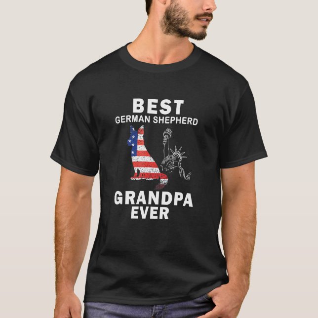 Camiseta Melhor German shepherd Avô Ever American Flag 4t (Frente)