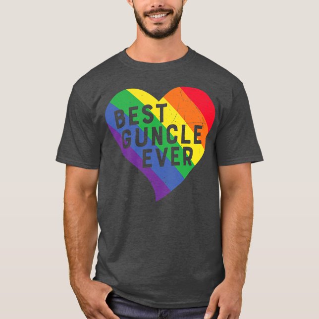 Camiseta Melhor Guncle Nunca Tio LGBTQ Orgulho Rainbow Flag (Frente)