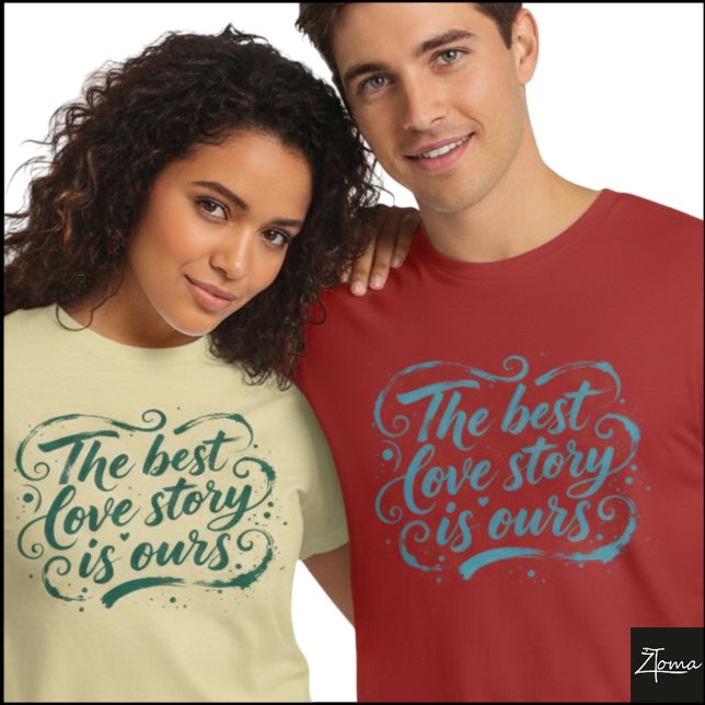 Camiseta Melhor História de Amor Pincel Script Grunge (Sample design. Several style are available to choose from, with the option to add a name & color.
)