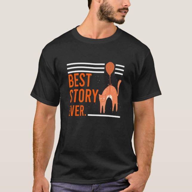 Camiseta Melhor História De Gato Engraçado Com Café Mal Cap (Frente)