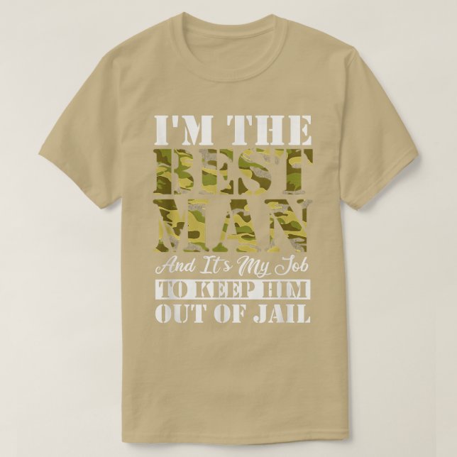 Camiseta Melhor homem prisão despedida de solteiro camuflag (Frente do Design)