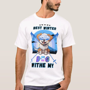 Camiseta Melhor-Inverno-Com Meu-Cachorro-Fofinho Esquiando-