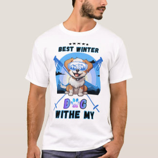 Camiseta Melhor-Inverno-Com Meu-Cachorro-Fofinho Esquiando-