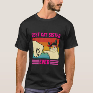 Camiseta Melhor Irmã de Gato de Todos os Tempos Retro Fofa 