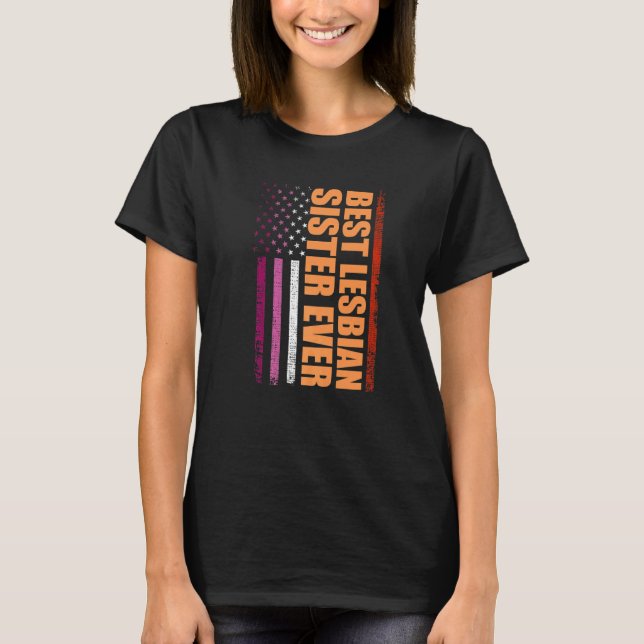 Camiseta Melhor Irmã Lésbica, Orgulho gay Lgbt Lésbica (Frente)