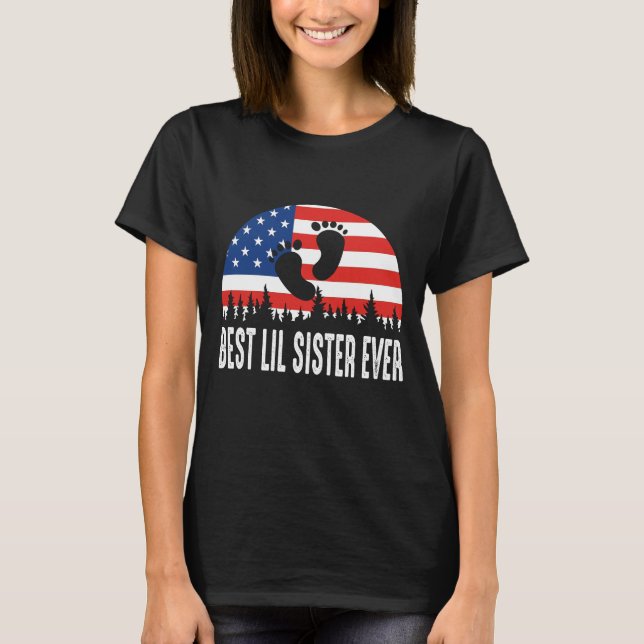 Camiseta Melhor Irmã Lil Bandeira Ever EUA (Frente)