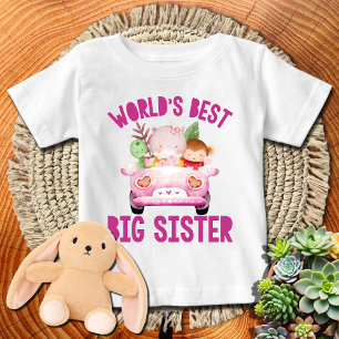 Camiseta Melhor Irmã Mais Velha do Mundo   Macaco Rosa + Hi
