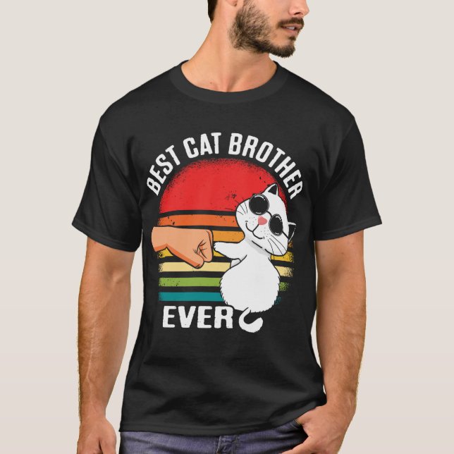 Camiseta Melhor Irmão Gato Alguma Vez Retrô De Gatinho (Frente)