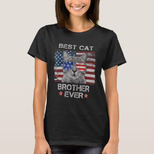 Camiseta Melhor Irmão Gato Nunca Bandeira Americana Patriót