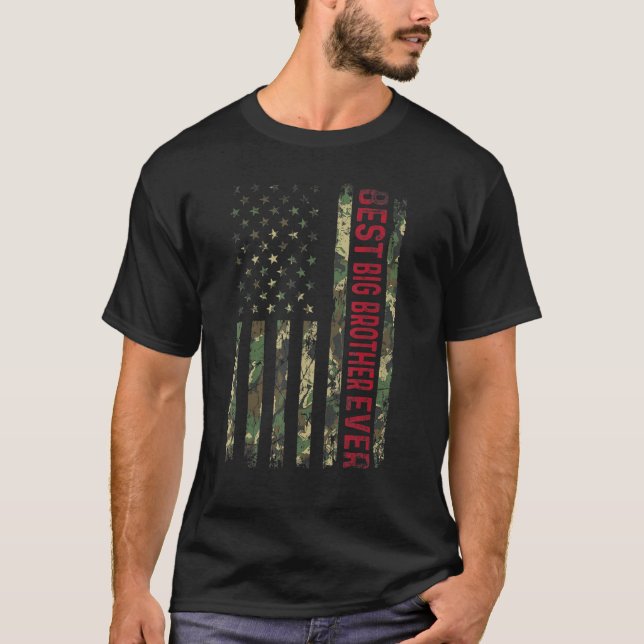 Camiseta Melhor Irmão Grande Nunca Americano Bandeira Vinta (Frente)