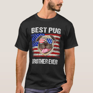 Camiseta Melhor Irmão Pug de Todos Bandeira Americana 4 de