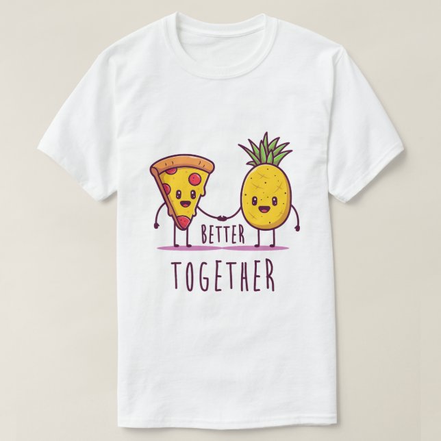 Camiseta Melhor Juntos Pizza Engraçada O Amor é Amor (Frente do Design)