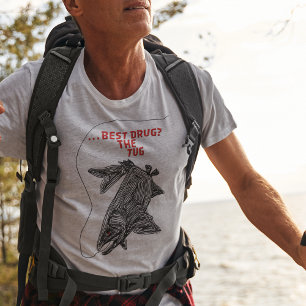 CAMISETA MELHOR LINHA DE PESCA DE DROGA NEGRA VERMELHA