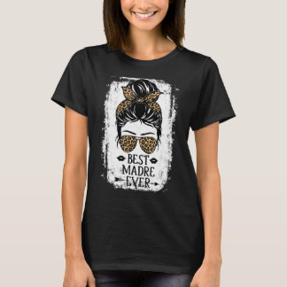 Camiseta Melhor Madre de sempre Mulher Mensageira Bun Leopa