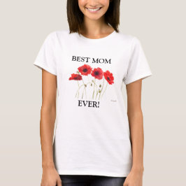 Camiseta Melhor Mãe Alguma Vez Puppies aquarela vermelha T-