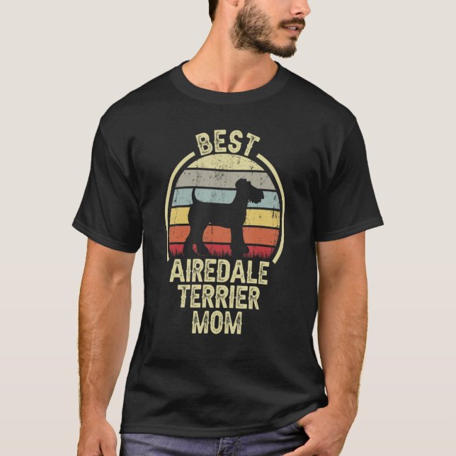 Camiseta Melhor Mãe Cão Vintage Airedale Terrier (Frente)