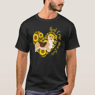 Camiseta Melhor Mãe Corgi Coração de Girassol Dia das Mães