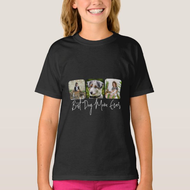 Camiseta Melhor Mãe De Cachorro - Colagem Personalizada De  (Frente)