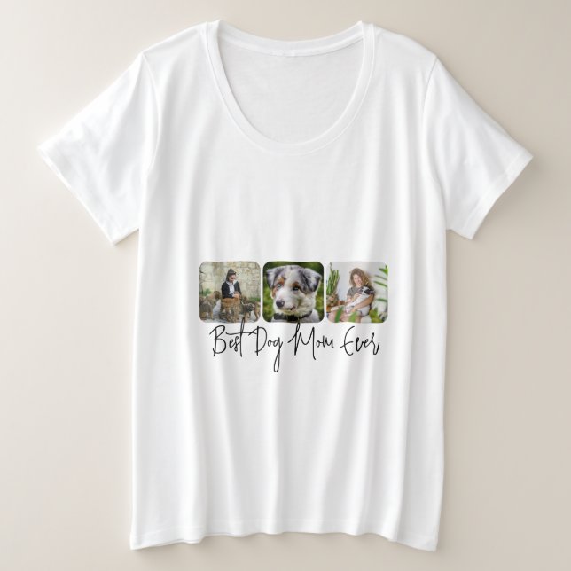Camiseta Melhor Mãe De Cachorro - Colagem Personalizada De  (Frente do Design)
