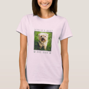 Camiseta Melhor Mãe de Cachorro do Mundo Foto com Pegadas e