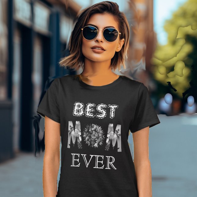 Camiseta Melhor Mãe De Caligrafia Dia de as mães De Girasso (Best Mom Ever Calligraphy Sunflower Mother's Day T-Shirt)
