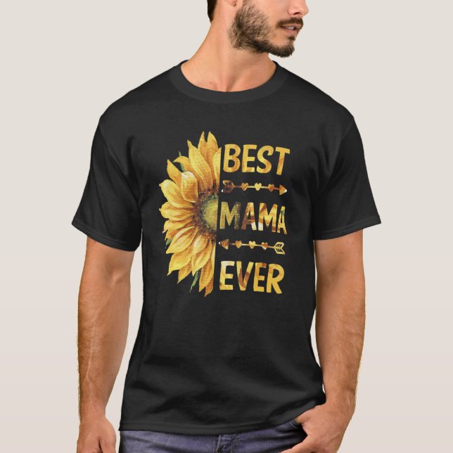 Camiseta Melhor Mãe De Dia de as mães De Girassol (Frente)