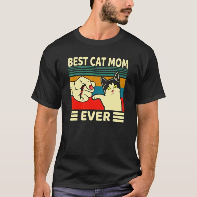 Camiseta Melhor Mãe de Gato de Todos os Tempos Soco Fechado (Frente)