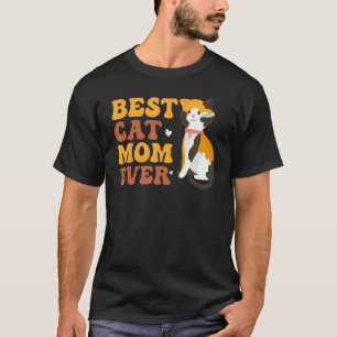 Camiseta Melhor Mãe de Gato Malhado Groovy Mãe de Gatinho M