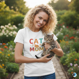 Camiseta Melhor Mãe de Gato Minimalista Elegante Mulheres