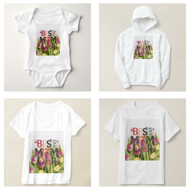 Camiseta Melhor Mãe de Todas Floral Moderno (Best Mom Ever Trendy Floral T-Shirt)