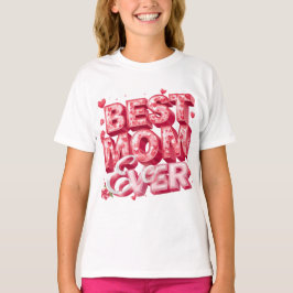 Camiseta Melhor Mãe de Todos os Tempos Coração Design 3D |
