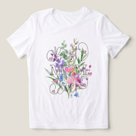 Camiseta Melhor Mãe do Mundo Design Floral em Aquarela
