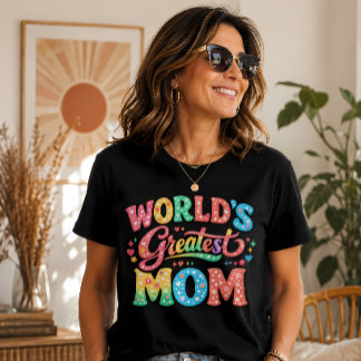 Camiseta Melhor Mãe do Mundo Tipografia Floral Retrô