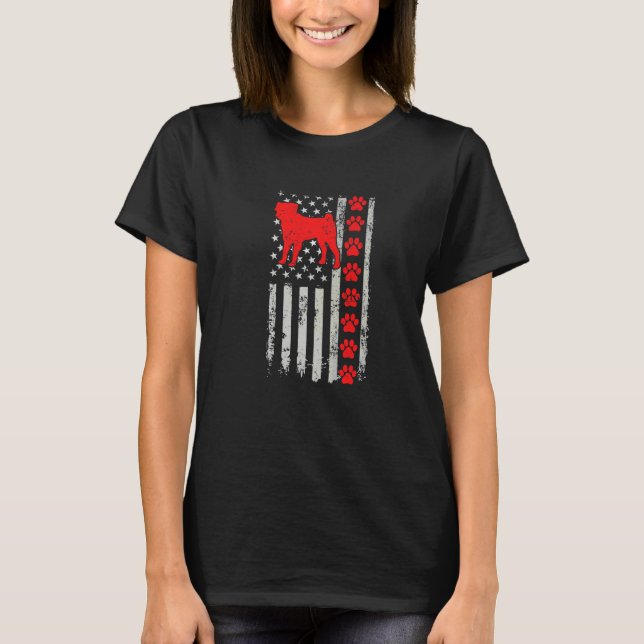 Camiseta Melhor Mãe e Pai Pudelpointer Bombeiro EUA Bandeir (Frente)