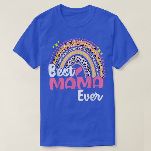 Camiseta Melhor Mãe Engraçada Mães-do-Arco-íris Rosa Leopar (Frente do Design)
