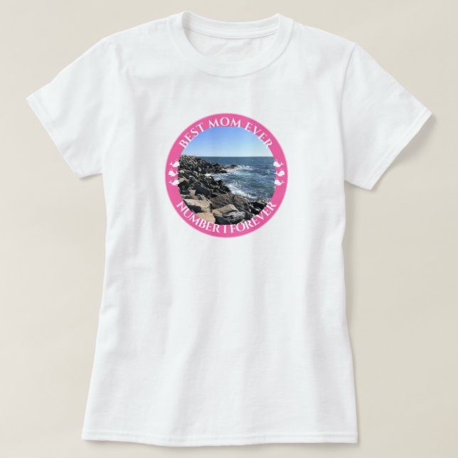 Camiseta Melhor Mãe Foto Redonda da Costa do Oceano Atlânti (Frente do Design)