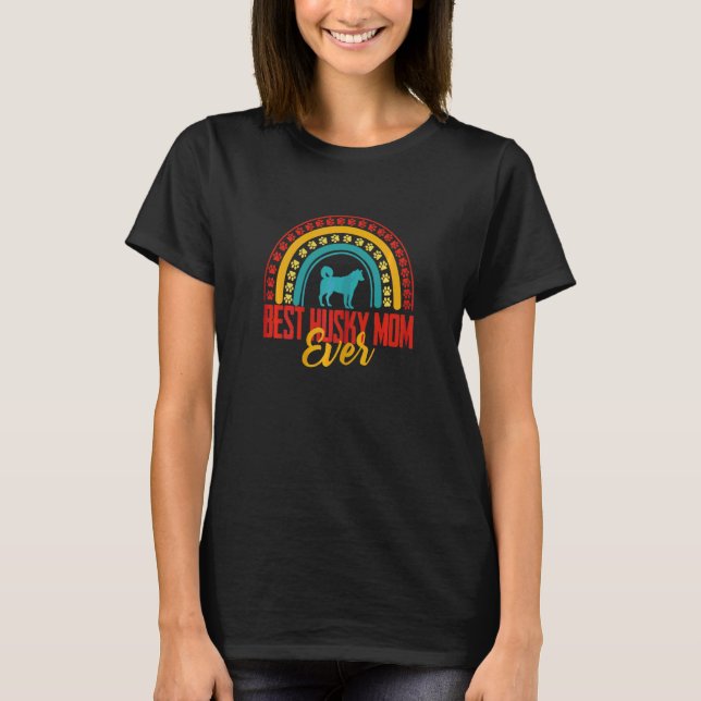 Camiseta Melhor Mãe Husky de Todos os Tempos Arco-íris Dona (Frente)
