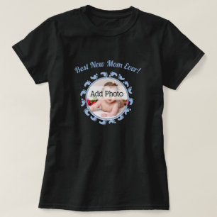 Camiseta Melhor Mãe/Mãe Nova Família Foto menino bebê
