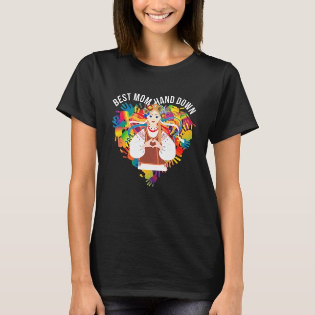 Camiseta Melhor Mãe Mão Abaixo Hippie Girl Love Happy Mo (Frente)